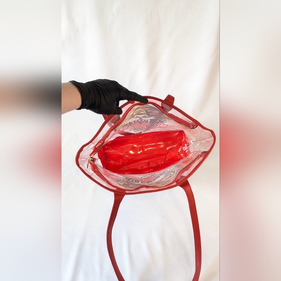 Ed Hardy Clear Tiger Tote PVC Red Trim Shoulder Bag Tattoo DEADSTOCK - NWT - Picture 7 of 10